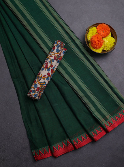 Green & Beige Narayanpet Cotton - Kalamkari Blouse