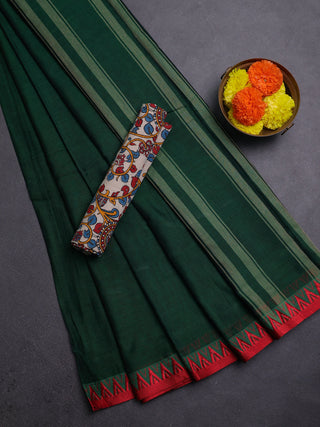 Green & Beige Narayanpet Cotton - Kalamkari Blouse
