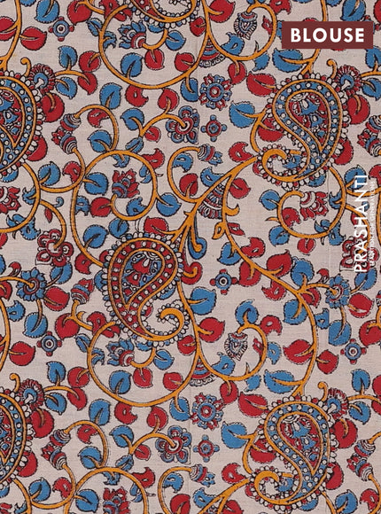 Green & Beige Narayanpet Cotton - Kalamkari Blouse