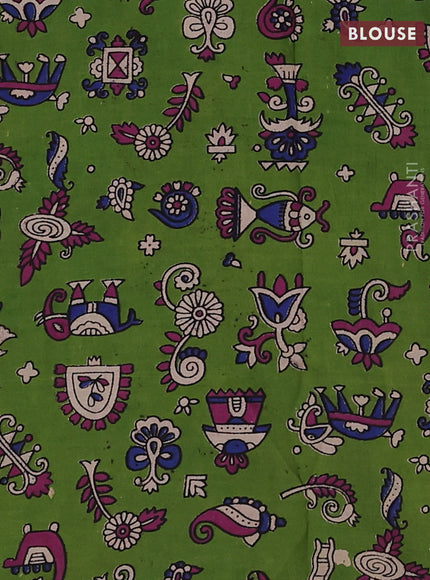 Magenta Pink & Green Narayanpet Cotton - Kalamkari Blouse