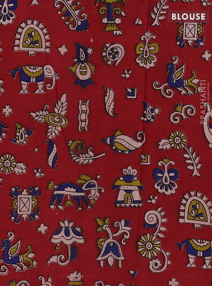 Sunset Orange & Maroon Narayanpet Cotton - Kalamkari Blouse