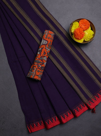Purple & Orange Narayanpet Cotton - Kalamkari Blouse