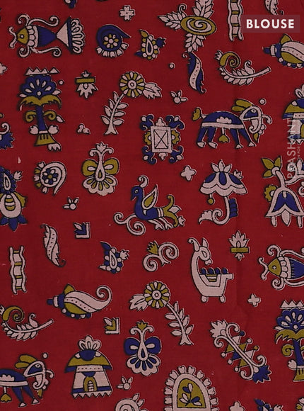 Purple & Maroon Narayanpet Cotton - Kalamkari Blouse