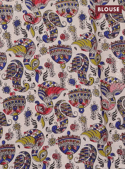Grey & Beige Narayanpet Cotton - Kalamkari Blouse