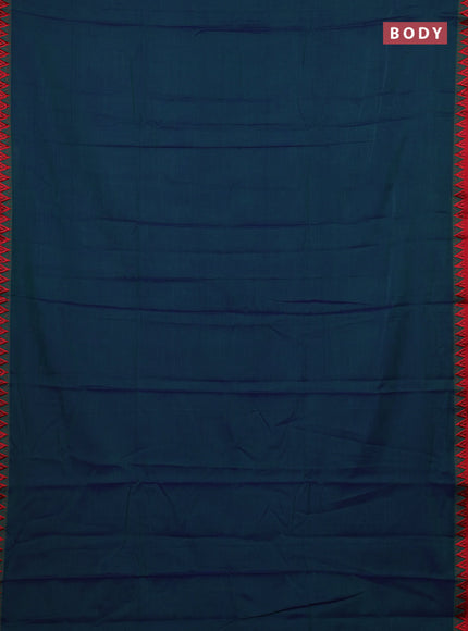 Peacock Blue & Lime Green Narayanpet Cotton - Kalamkari Blouse
