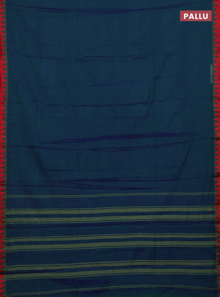 Peacock Blue & Lime Green Narayanpet Cotton - Kalamkari Blouse
