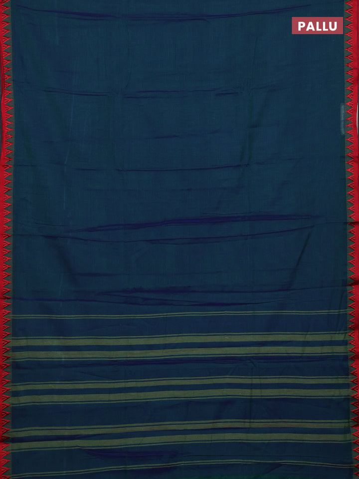 Peacock Blue & Lime Green Narayanpet Cotton - Kalamkari Blouse