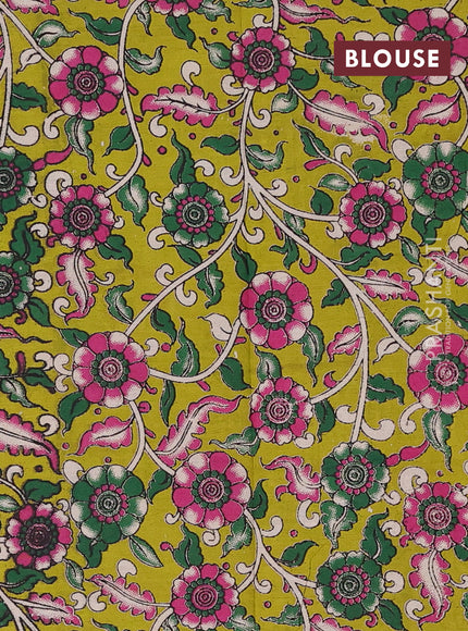 Peacock Blue & Lime Green Narayanpet Cotton - Kalamkari Blouse