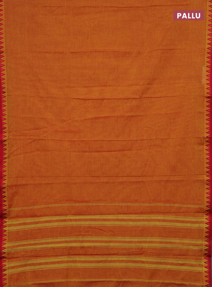 Mustard Yellow & Maroon Narayanpet Cotton - Kalamkari Blouse