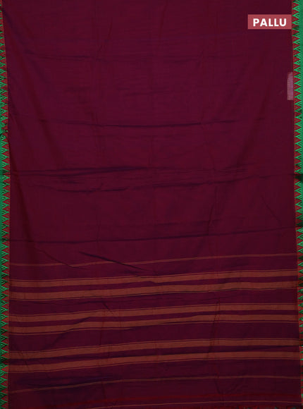 Magenta Pink & Green Narayanpet Cotton - Kalamkari Blouse