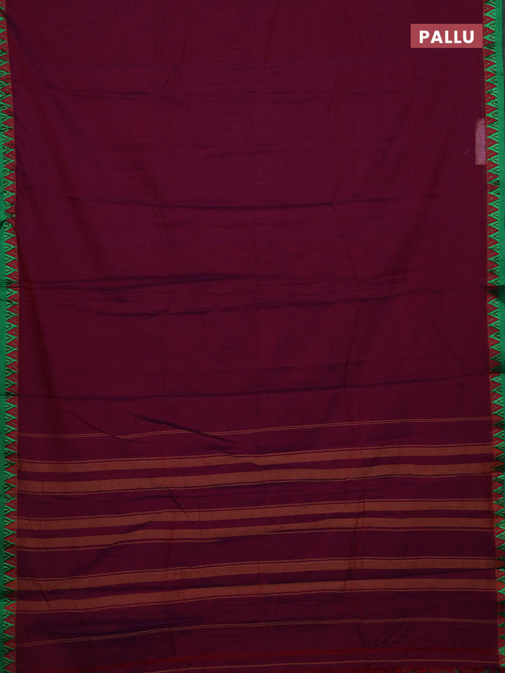 Magenta Pink & Green Narayanpet Cotton - Kalamkari Blouse