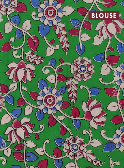 Magenta Pink & Green Narayanpet Cotton - Kalamkari Blouse