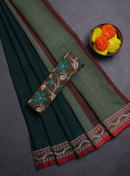 Green & Brown Narayanpet Cotton - Kalamkari Blouse