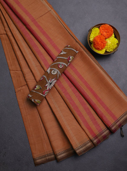Rust & Brown Narayanpet Cotton - Kalamkari Blouse