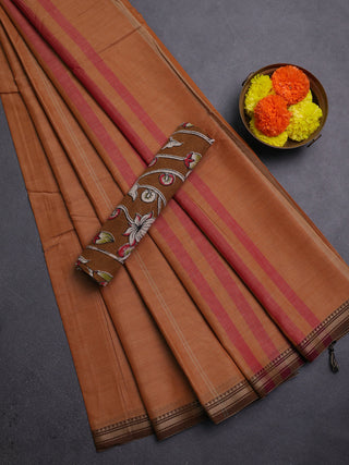 Rust & Brown Narayanpet Cotton - Kalamkari Blouse