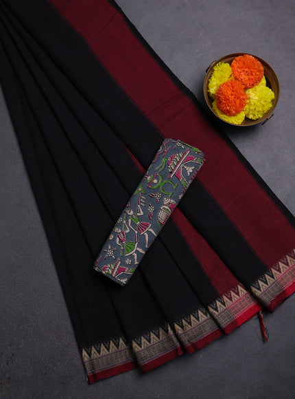 Black & Grey Narayanpet Cotton - Kalamkari Blouse