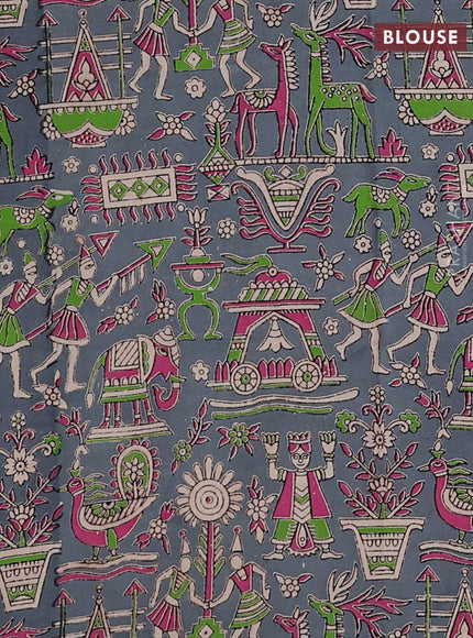 Black & Grey Narayanpet Cotton - Kalamkari Blouse