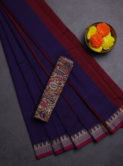 Purple & Brown Narayanpet Cotton - Kalamkari Blouse