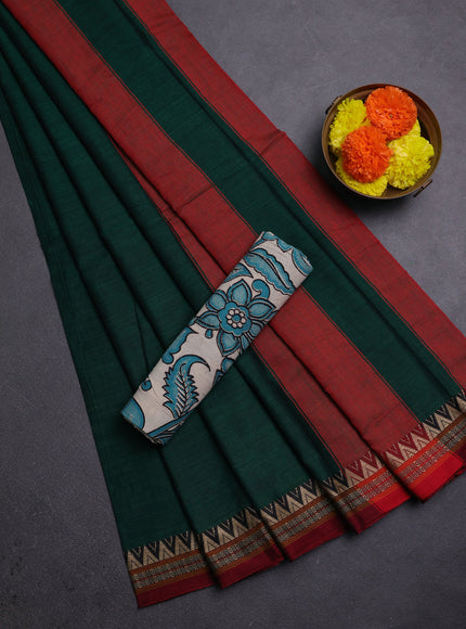 Green & Beige Narayanpet Cotton - Kalamkari Blouse