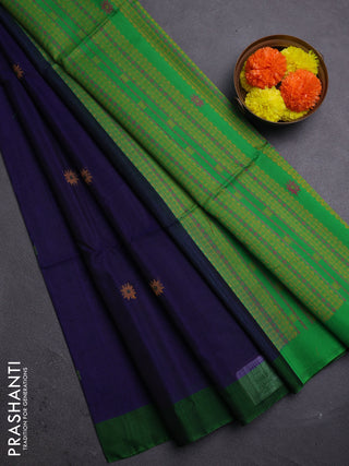 Blue & Green Kora Silk Cotton Saree
