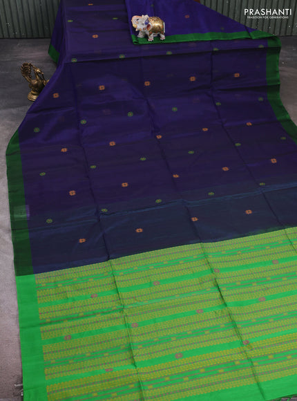Blue & Green Kora Silk Cotton Saree