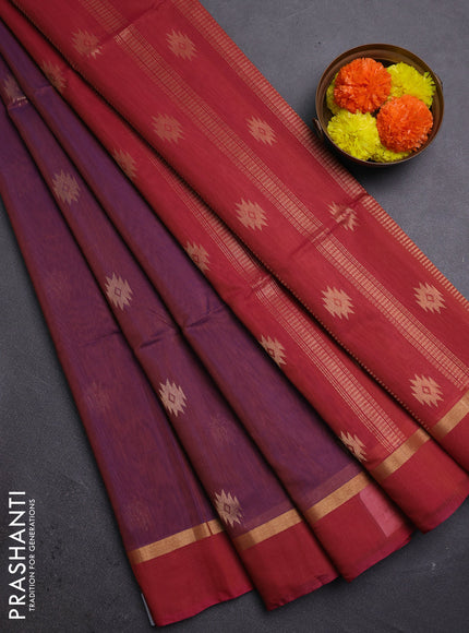 Purple & Pink Kora Silk Cotton Saree