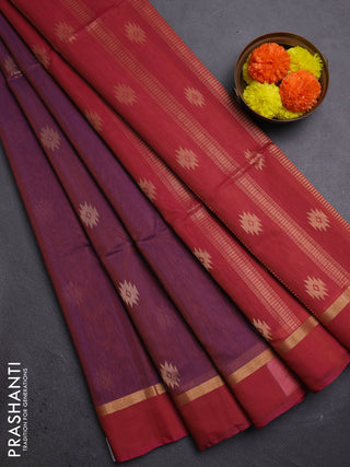 Purple & Pink Kora Silk Cotton Saree