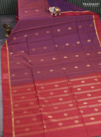 Purple & Pink Kora Silk Cotton Saree
