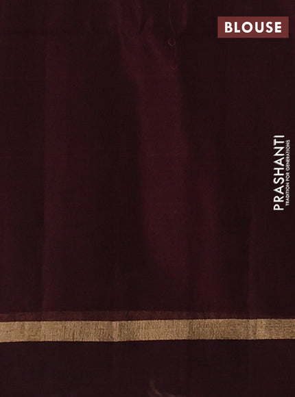 Sap Green & Maroon Kora Silk Cotton Saree