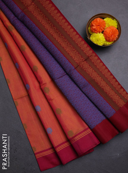 Mango Yellow & Pink Kora Silk Cotton Saree