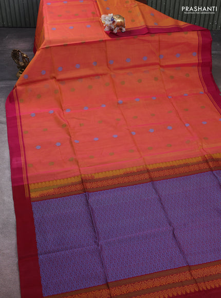 Mango Yellow & Pink Kora Silk Cotton Saree