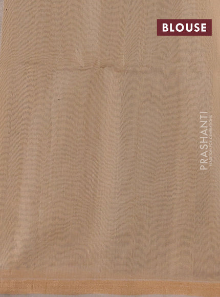 Green & Sandal Kora Silk Cotton Saree