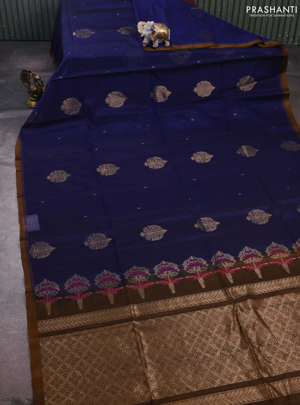 Blue & Mustard Kora Silk Cotton Saree