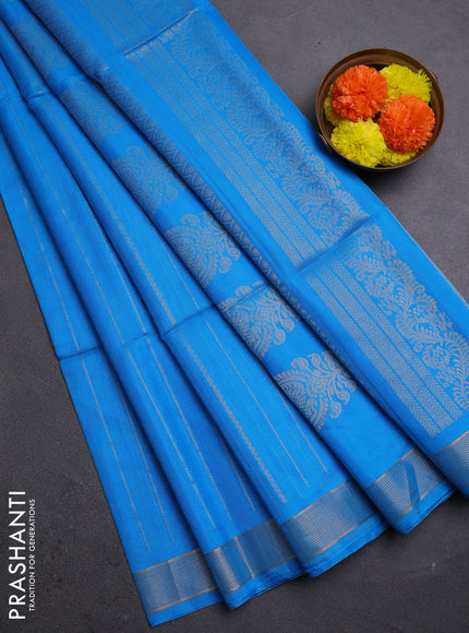 Cs Blue Kora Silk Cotton Saree