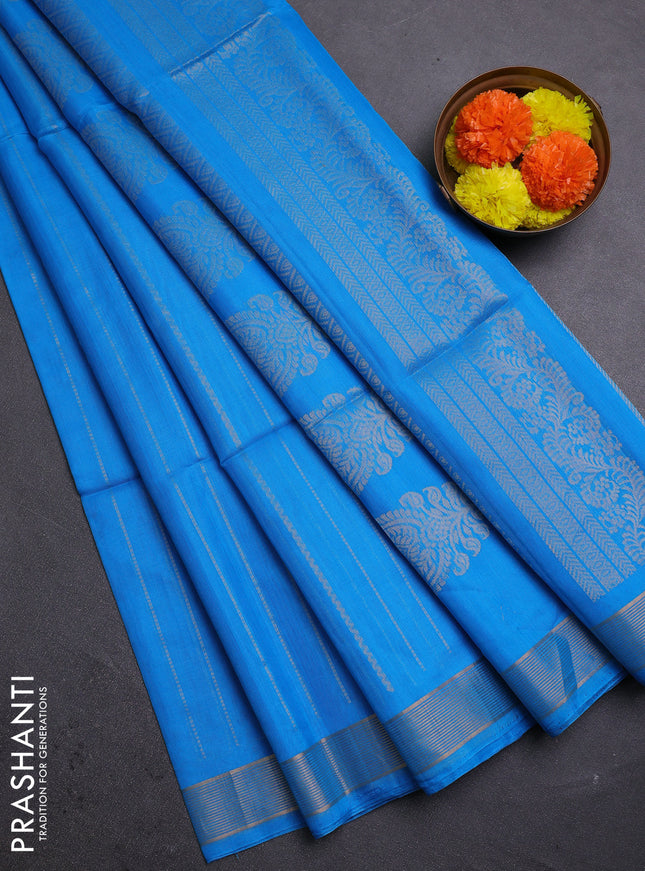 Cs Blue Kora Silk Cotton Saree