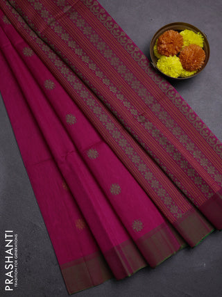 Pink & Green Kora Silk Cotton Saree