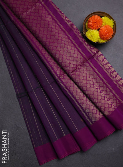 Green & Purple Kora Silk Cotton Saree