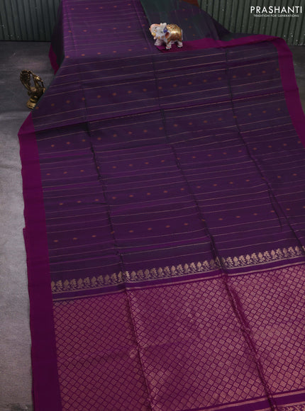 Green & Purple Kora Silk Cotton Saree