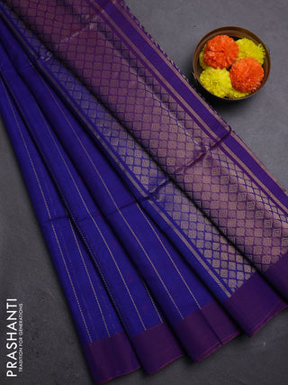 Blue & Purple Kora Silk Cotton Saree