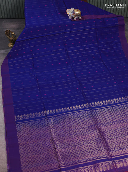 Blue & Purple Kora Silk Cotton Saree