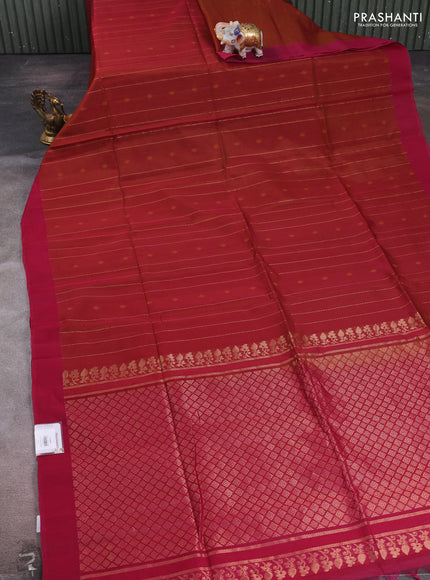 Rust & Pink Kora Silk Cotton Saree