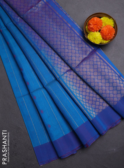 Cs Blue & Pink Kora Silk Cotton Saree