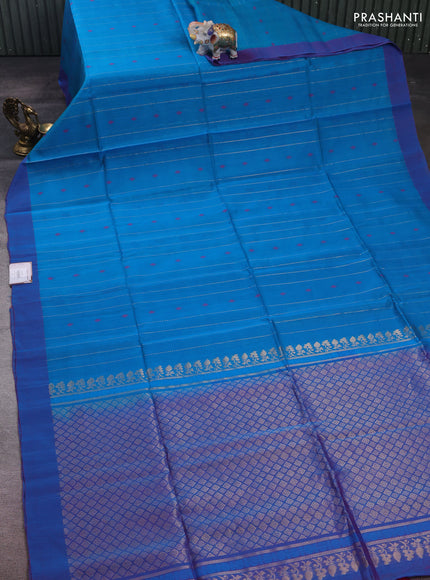 Cs Blue & Pink Kora Silk Cotton Saree