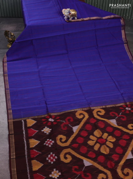 Blue & Maroon Kora Silk Cotton Saree