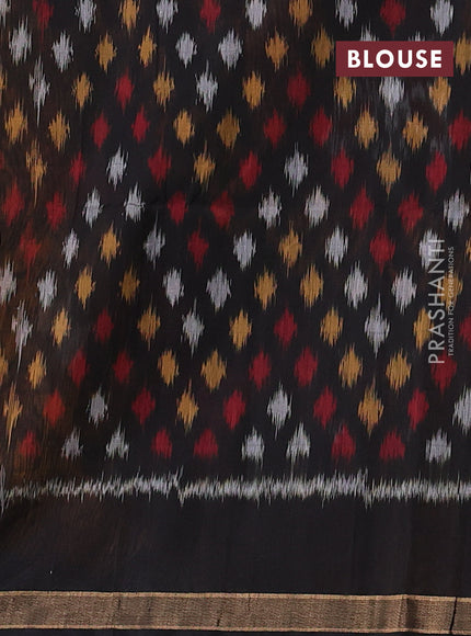 Mustard & Black Kora Silk Cotton Saree