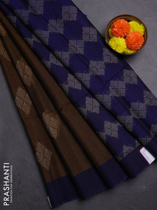 Mustard & Blue Kora Silk Cotton Saree