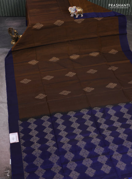 Mustard & Blue Kora Silk Cotton Saree