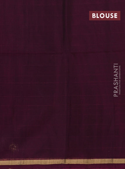 Green & Wine Kora Silk Cotton Saree