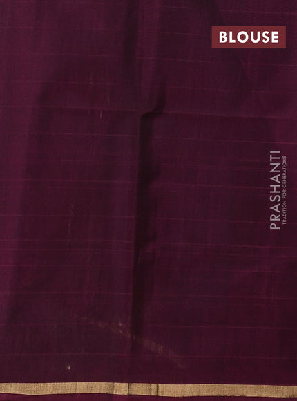 Black & Wine Kora Silk Cotton Saree