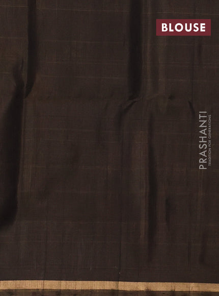 Chiku  & Maroon Kora Silk Cotton Saree